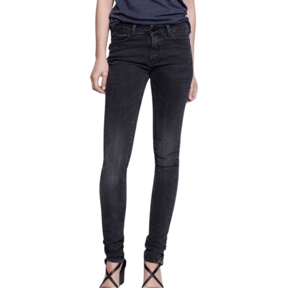 ZADIG & VOLTAIRE Eva Gris Destroy Deluxe Black Skinny Jeans Size 26 - Picture 1 of 16